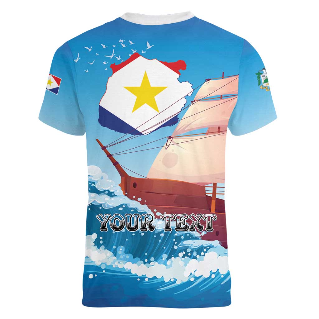 Personalized Saba Women V-Neck T-Shirt Sailboat Remis Velisque - Wonder Print Shop