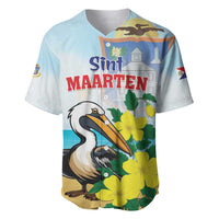 Personalized Sint Maarten Baseball Jersey Brown Pelican With Yellow Sage - Wonder Print Shop