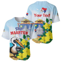 Personalized Sint Maarten Baseball Jersey Brown Pelican With Yellow Sage - Wonder Print Shop