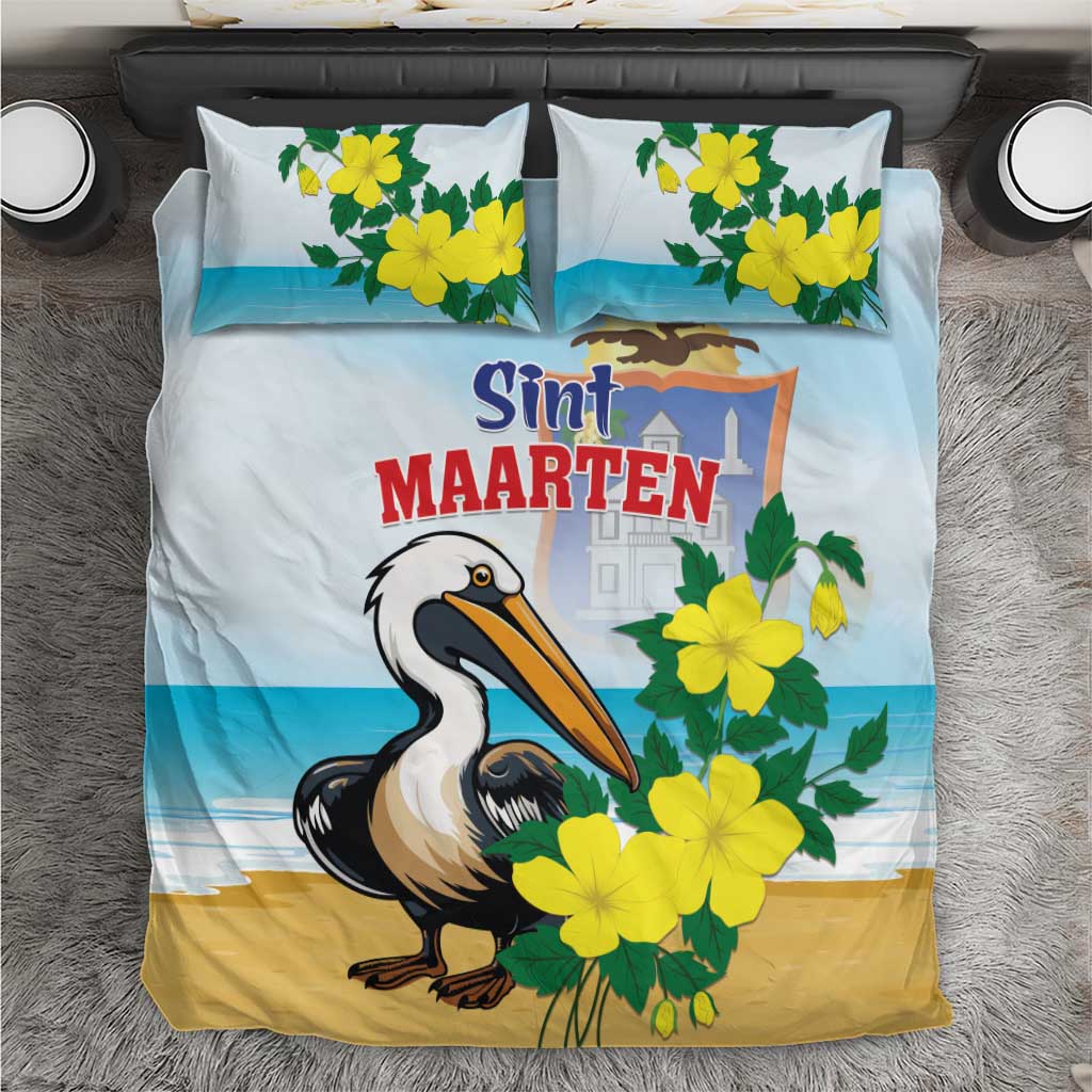 Sint Maarten Bedding Set Brown Pelican With Yellow Sage - Wonder Print Shop