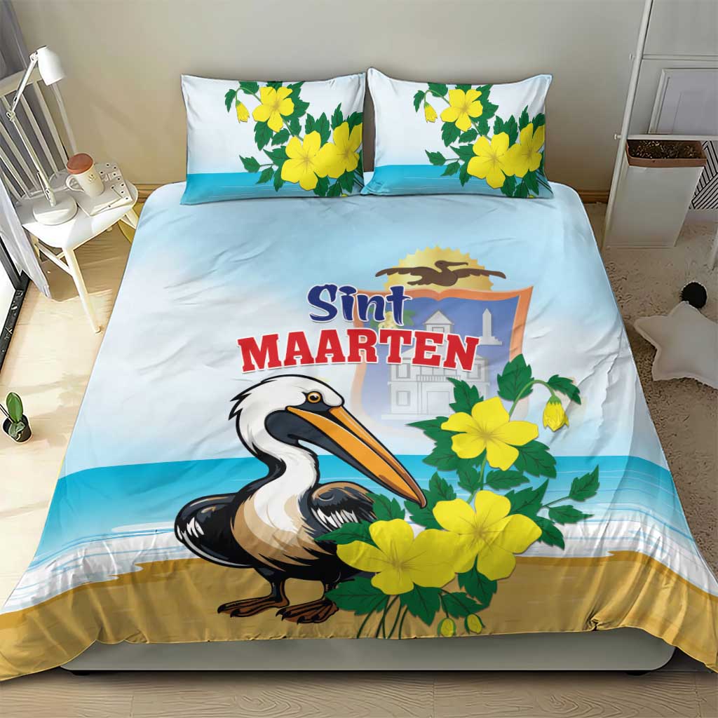 Sint Maarten Bedding Set Brown Pelican With Yellow Sage - Wonder Print Shop