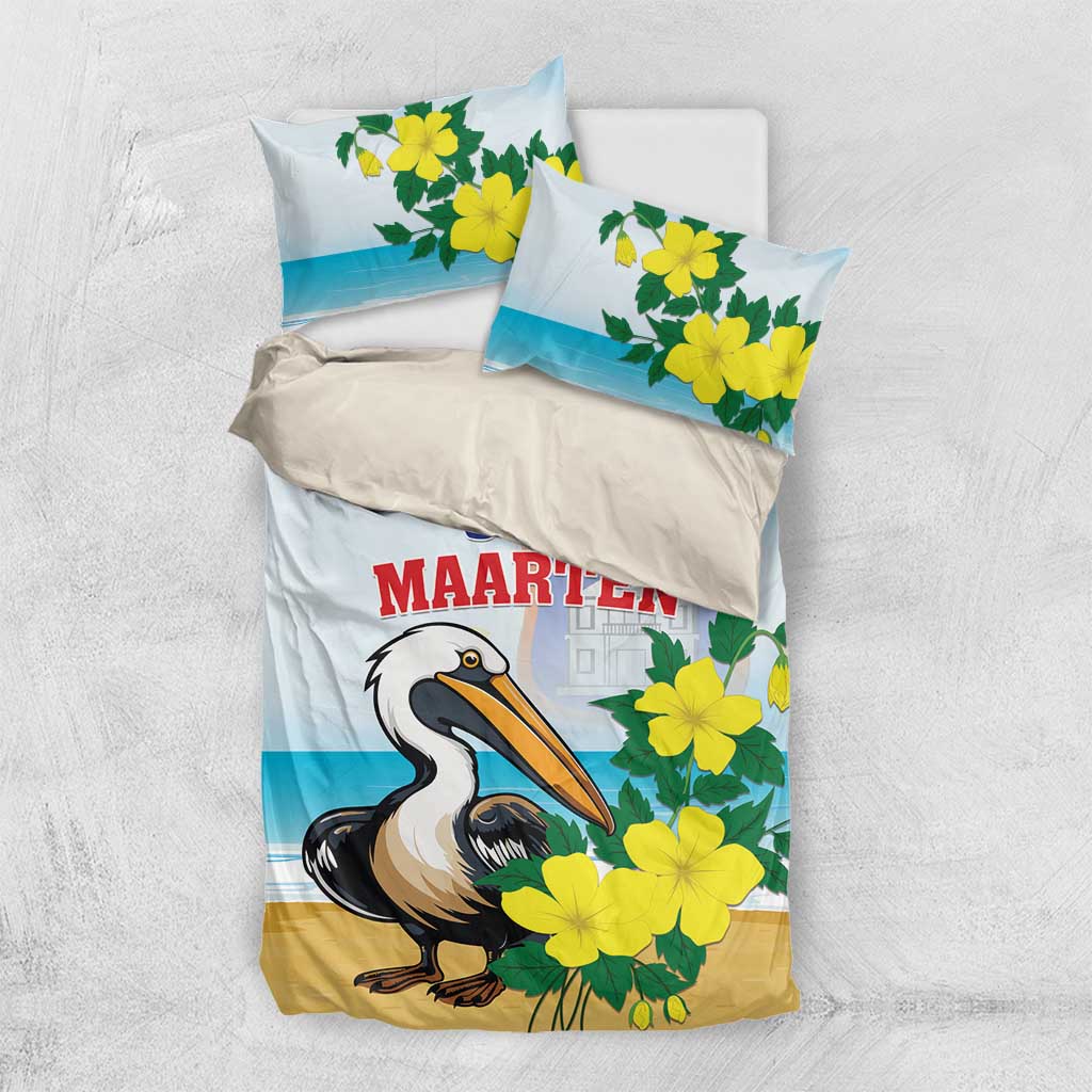 Sint Maarten Bedding Set Brown Pelican With Yellow Sage - Wonder Print Shop