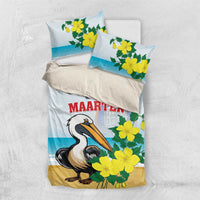 Sint Maarten Bedding Set Brown Pelican With Yellow Sage - Wonder Print Shop