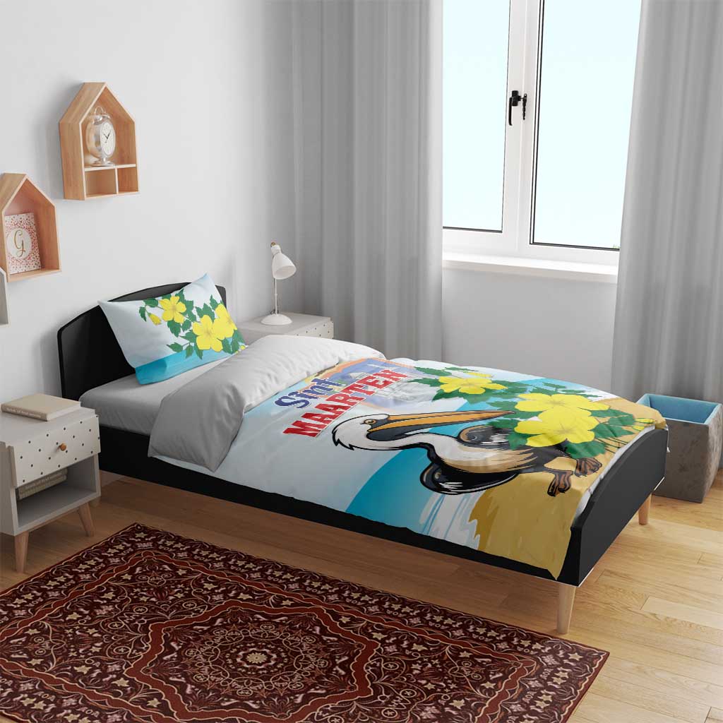 Sint Maarten Bedding Set Brown Pelican With Yellow Sage - Wonder Print Shop