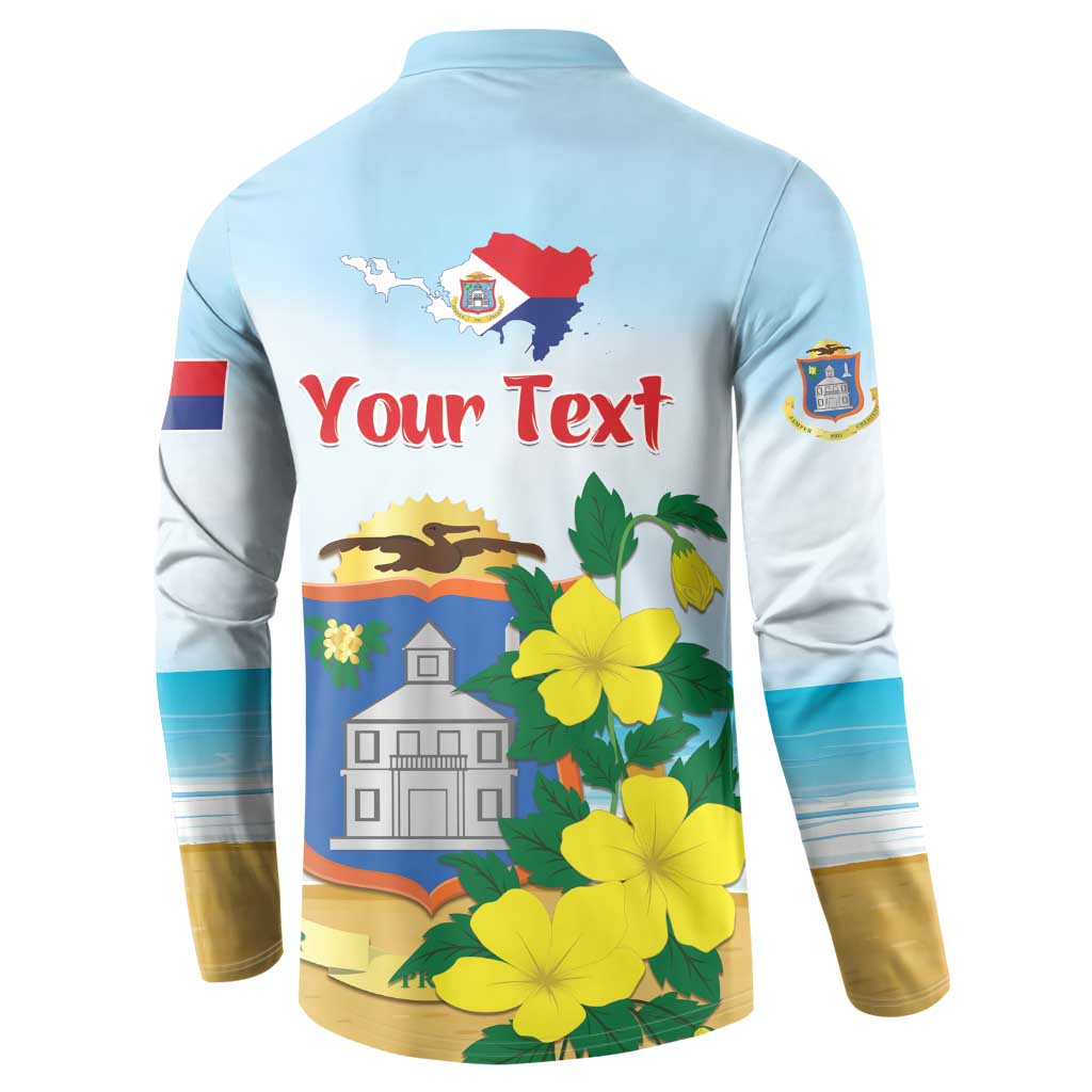 Personalized Sint Maarten Button Sweatshirt Brown Pelican With Yellow Sage - Wonder Print Shop