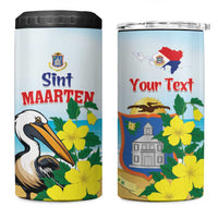 Personalized Sint Maarten 4 in 1 Can Cooler Tumbler Brown Pelican With Yellow Sage - Wonder Print Shop