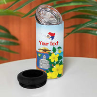 Personalized Sint Maarten 4 in 1 Can Cooler Tumbler Brown Pelican With Yellow Sage - Wonder Print Shop