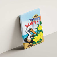 Sint Maarten Canvas Wall Art Brown Pelican With Yellow Sage - Wonder Print Shop
