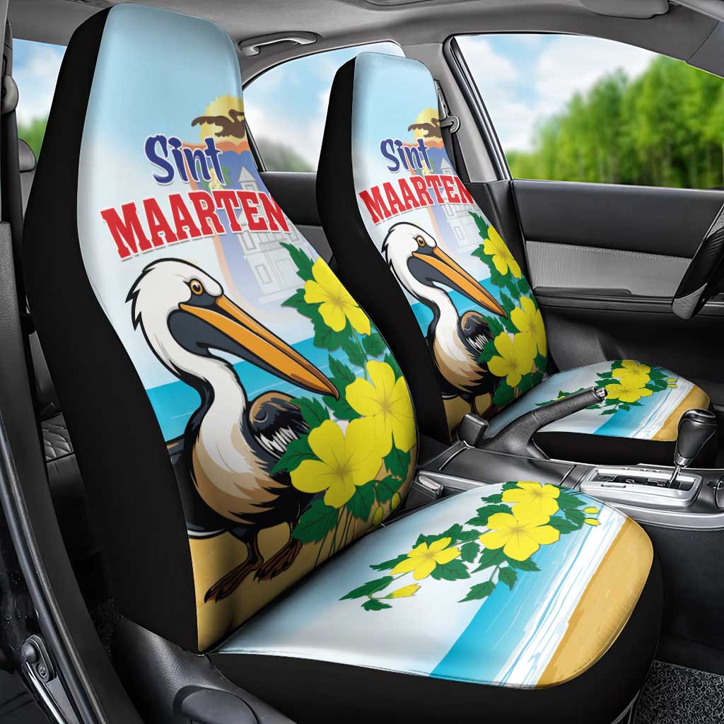 Sint Maarten Car Seat Cover Brown Pelican With Yellow Sage - Wonder Print Shop