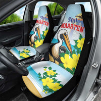 Sint Maarten Car Seat Cover Brown Pelican With Yellow Sage - Wonder Print Shop