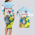 Personalized Sint Maarten Couples Matching Long Sleeve Bodycon Dress and Hawaiian Shirt Brown Pelican With Yellow Sage