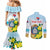 Personalized Sint Maarten Couples Matching Mermaid Dress and Long Sleeve Button Shirt Brown Pelican With Yellow Sage