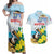 Personalized Sint Maarten Couples Matching Off Shoulder Maxi Dress and Hawaiian Shirt Brown Pelican With Yellow Sage