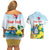 Personalized Sint Maarten Couples Matching Off Shoulder Short Dress and Hawaiian Shirt Brown Pelican With Yellow Sage