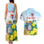 Personalized Sint Maarten Couples Matching Tank Maxi Dress and Hawaiian Shirt Brown Pelican With Yellow Sage
