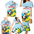 Personalized Sint Maarten Family Matching Mermaid Dress and Hawaiian Shirt Brown Pelican With Yellow Sage - Wonder Print Shop