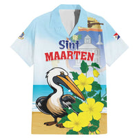 Personalized Sint Maarten Family Matching Mermaid Dress and Hawaiian Shirt Brown Pelican With Yellow Sage - Wonder Print Shop