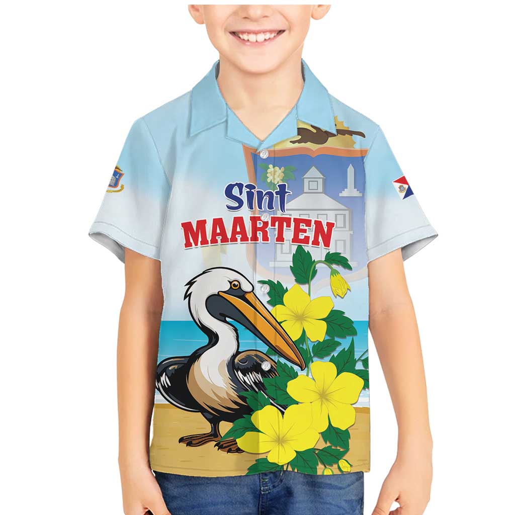 Personalized Sint Maarten Family Matching Mermaid Dress and Hawaiian Shirt Brown Pelican With Yellow Sage - Wonder Print Shop