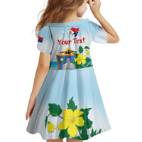 Personalized Sint Maarten Family Matching Off The Shoulder Long Sleeve Dress and Hawaiian Shirt Brown Pelican With Yellow Sage