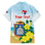 Personalized Sint Maarten Family Matching Off The Shoulder Long Sleeve Dress and Hawaiian Shirt Brown Pelican With Yellow Sage
