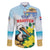 Personalized Sint Maarten Family Matching Off The Shoulder Long Sleeve Dress and Hawaiian Shirt Brown Pelican With Yellow Sage