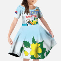 Personalized Sint Maarten Family Matching Off Shoulder Maxi Dress and Hawaiian Shirt Brown Pelican With Yellow Sage - Wonder Print Shop