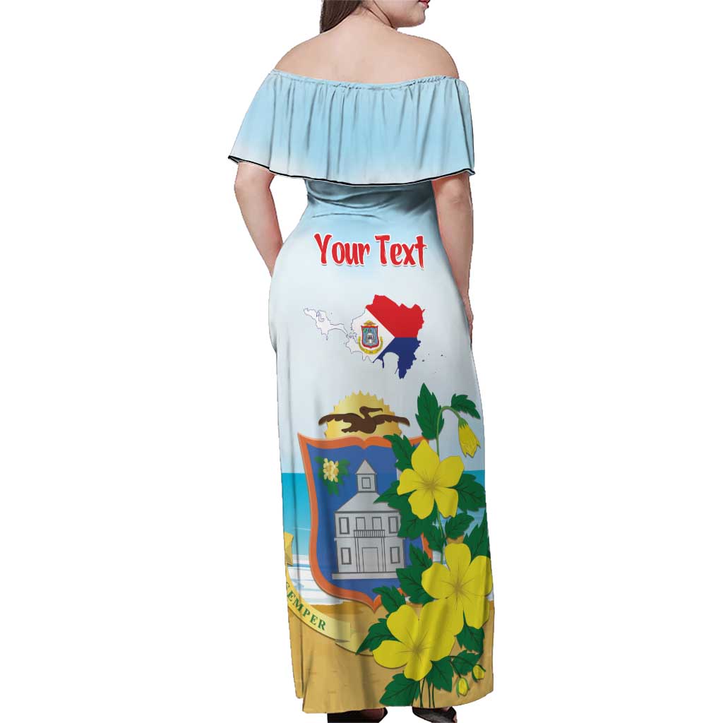 Personalized Sint Maarten Family Matching Off Shoulder Maxi Dress and Hawaiian Shirt Brown Pelican With Yellow Sage - Wonder Print Shop