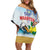 Personalized Sint Maarten Family Matching Off Shoulder Short Dress and Hawaiian Shirt Brown Pelican With Yellow Sage - Wonder Print Shop