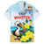 Personalized Sint Maarten Family Matching Short Sleeve Bodycon Dress and Hawaiian Shirt Brown Pelican With Yellow Sage - Wonder Print Shop