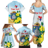 Personalized Sint Maarten Family Matching Summer Maxi Dress and Hawaiian Shirt Brown Pelican With Yellow Sage - Wonder Print Shop