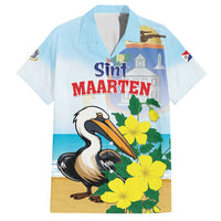 Personalized Sint Maarten Family Matching Summer Maxi Dress and Hawaiian Shirt Brown Pelican With Yellow Sage - Wonder Print Shop