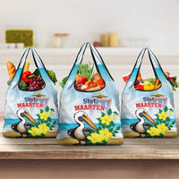 Sint Maarten Grocery Bag Brown Pelican With Yellow Sage
