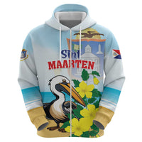 Personalized Sint Maarten Hoodie Brown Pelican With Yellow Sage - Wonder Print Shop