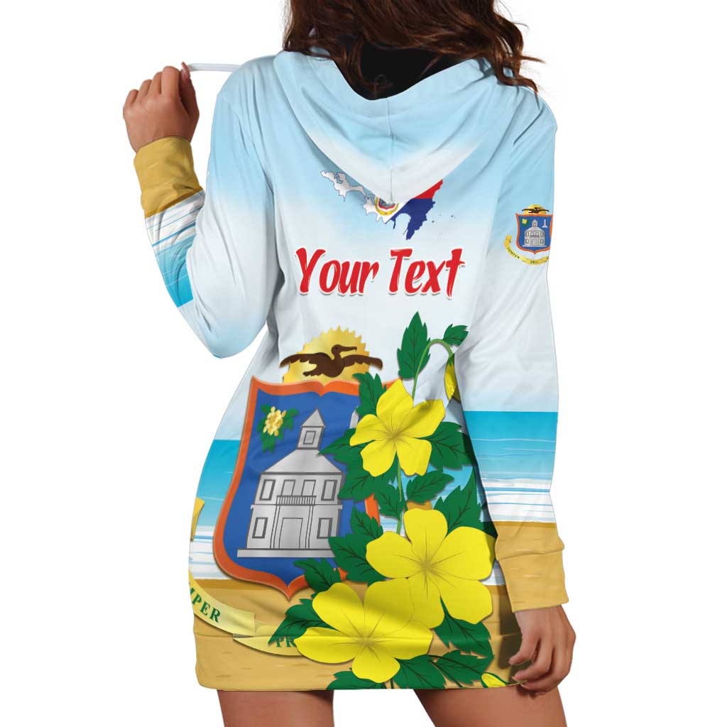 Personalized Sint Maarten Hoodie Dress Brown Pelican With Yellow Sage - Wonder Print Shop