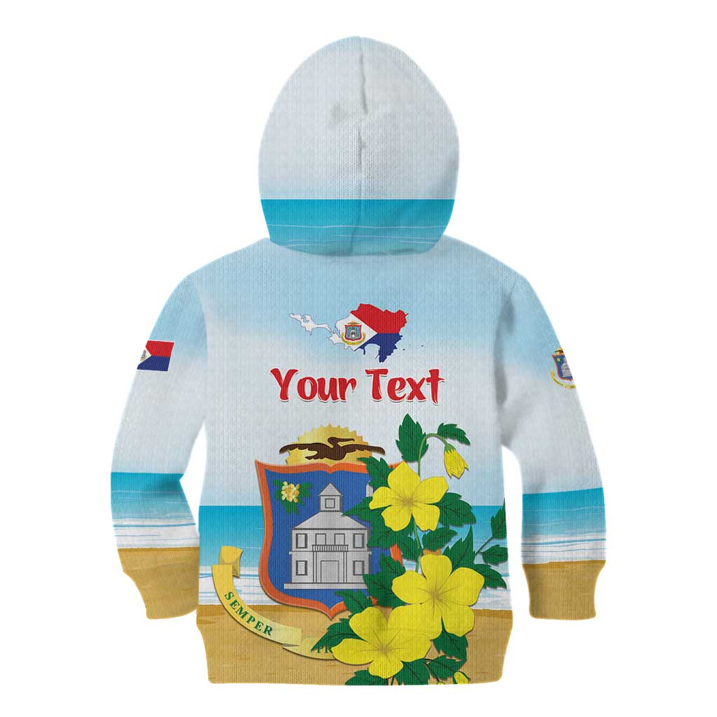Personalized Sint Maarten Kid Hoodie Brown Pelican With Yellow Sage - Wonder Print Shop