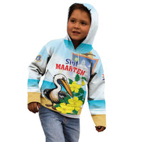 Personalized Sint Maarten Kid Hoodie Brown Pelican With Yellow Sage - Wonder Print Shop