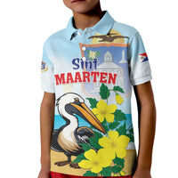 Personalized Sint Maarten Kid Polo Shirt Brown Pelican With Yellow Sage - Wonder Print Shop