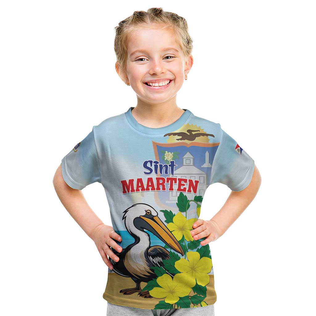 Personalized Sint Maarten Kid T Shirt Brown Pelican With Yellow Sage - Wonder Print Shop