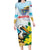 Personalized Sint Maarten Long Sleeve Bodycon Dress Brown Pelican With Yellow Sage - Wonder Print Shop