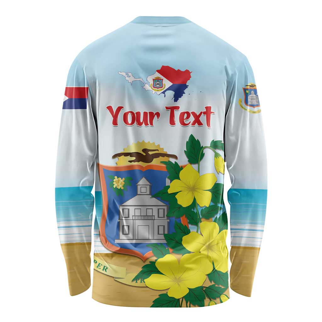 Personalized Sint Maarten Long Sleeve Shirt Brown Pelican With Yellow Sage - Wonder Print Shop