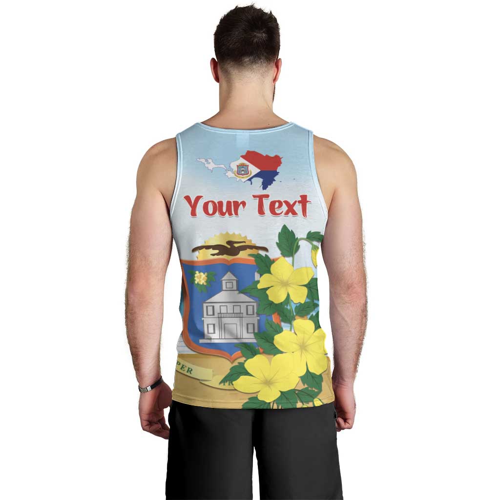 Personalized Sint Maarten Men Tank Top Brown Pelican With Yellow Sage - Wonder Print Shop