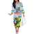 Personalized Sint Maarten Off The Shoulder Long Sleeve Dress Brown Pelican With Yellow Sage - Wonder Print Shop