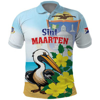 Personalized Sint Maarten Polo Shirt Brown Pelican With Yellow Sage - Wonder Print Shop