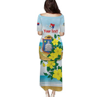 Personalized Sint Maarten Puletasi Brown Pelican With Yellow Sage - Wonder Print Shop