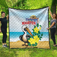 Sint Maarten Quilt Brown Pelican With Yellow Sage - Wonder Print Shop