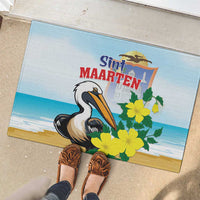 Sint Maarten Rubber Doormat Brown Pelican With Yellow Sage - Wonder Print Shop