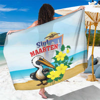 Sint Maarten Sarong Brown Pelican With Yellow Sage - Wonder Print Shop