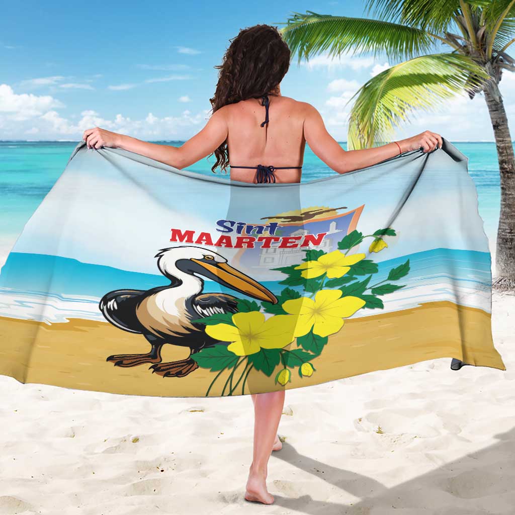 Sint Maarten Sarong Brown Pelican With Yellow Sage - Wonder Print Shop