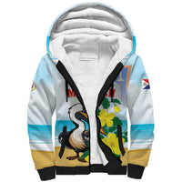 Personalized Sint Maarten Sherpa Hoodie Brown Pelican With Yellow Sage - Wonder Print Shop