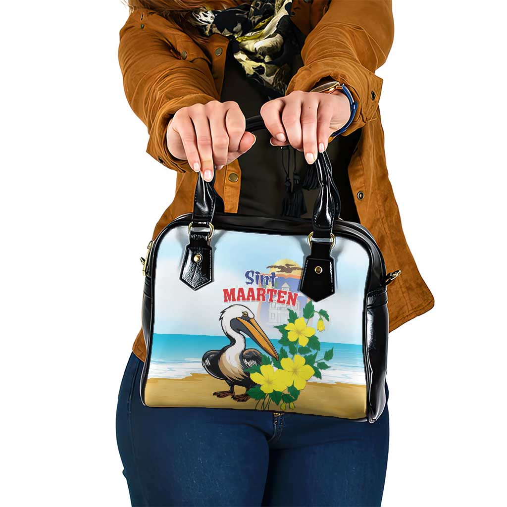 Sint Maarten Shoulder Handbag Brown Pelican With Yellow Sage - Wonder Print Shop